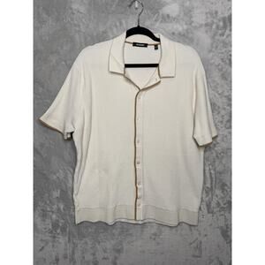 Murano Cardigan Sweater Mens XL White Short Sleeve Button Cotton Cardigan Preppy